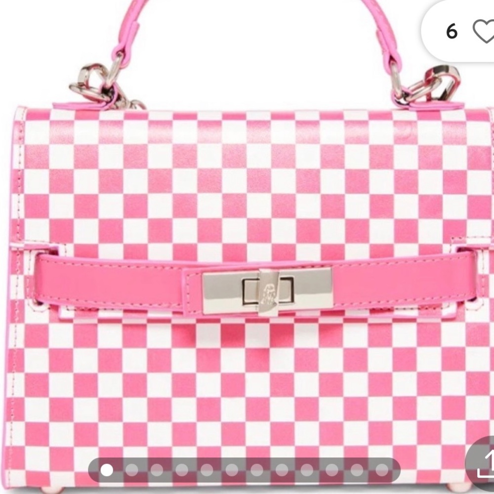 NWT Steve Madden Bdignify pink/white checked purse